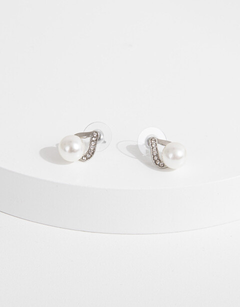 Aros Pasantes Perlas Aros Gota Con Perla - Plateado Rodio