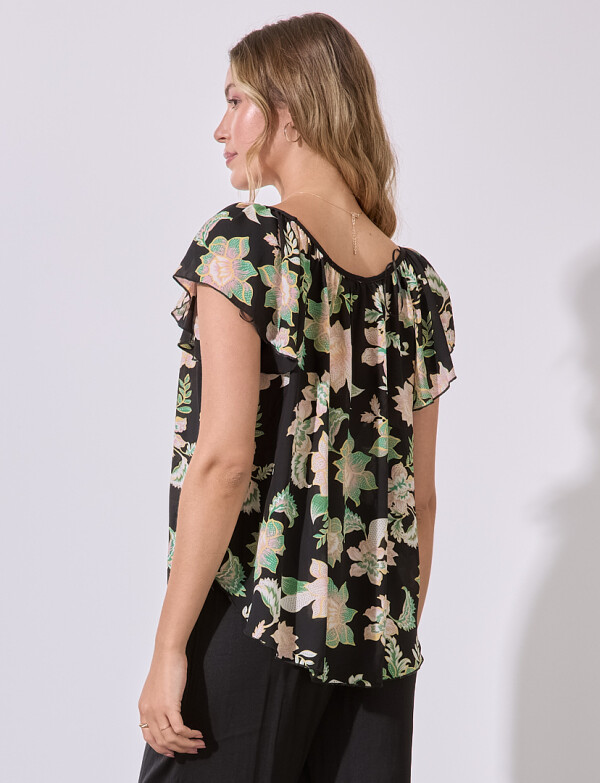 Blusa Flowers NEGRO/MULTI