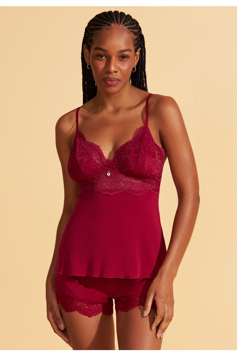 SHORT DOLL CON PUNTILLA ROJO ROMANCE - 2377