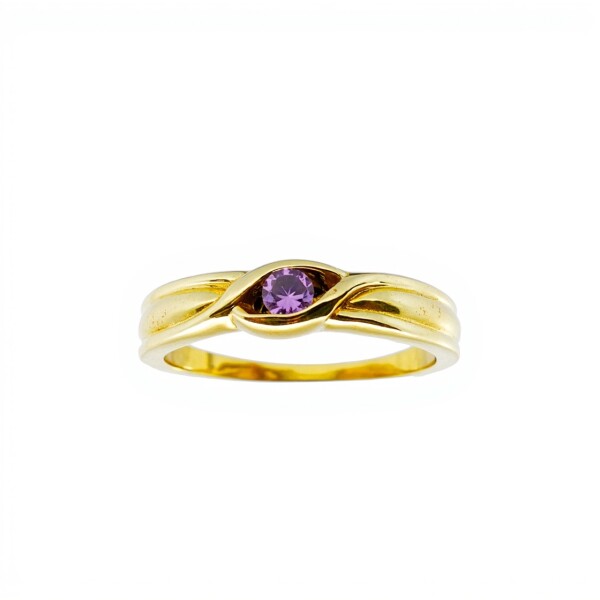 Anillo Solitario-Oro bajo-Piedra Amatista-AN8221 conpiedra