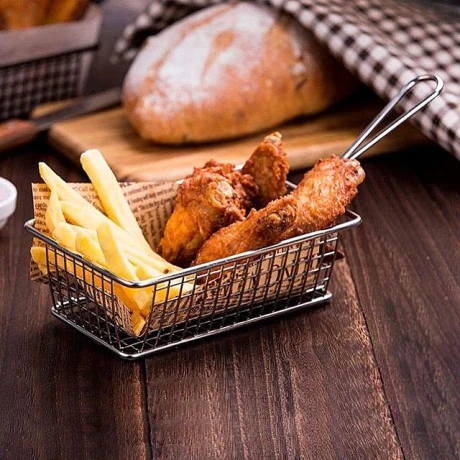 Canasto Cesta Para Papas Fritas Acero Inox Alto 5cm x Ancho 10cm x Largo 16cm Canasto Cesta Para Papas Fritas Acero Inox Alto 5cm x Ancho 10cm x Largo 16cm