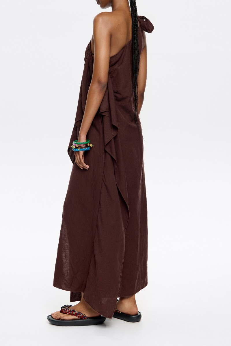 VESTIDO FRUNCIDO Marron