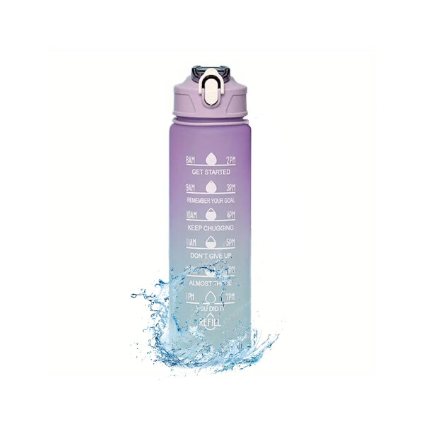 Botella De Agua Deportiva 750ML Motivacional Hidratacion Fit Variante Color Violeta