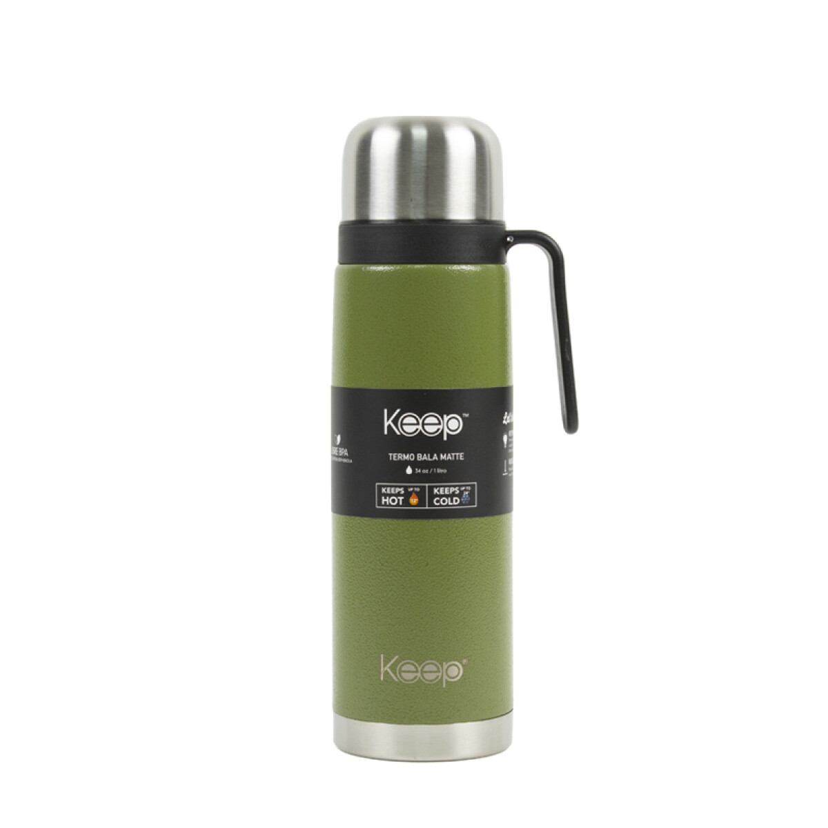 Termo keep bala matte 1lt con asa color verde oliva - VERDE-GRIS-AZUL 
