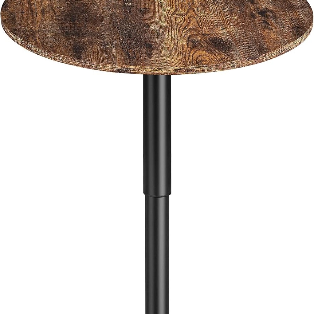 Mesa Redonda 60cm Altura Regulable Giratoria Marrón oscuro