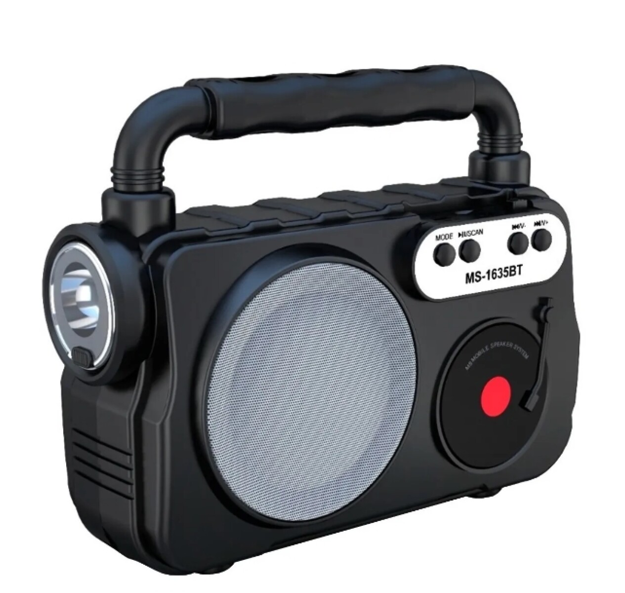 Parlante Radio Fm Linterna Led Bluetooth Y Manija - Gris 