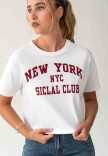 Remera Crop New York Blanco