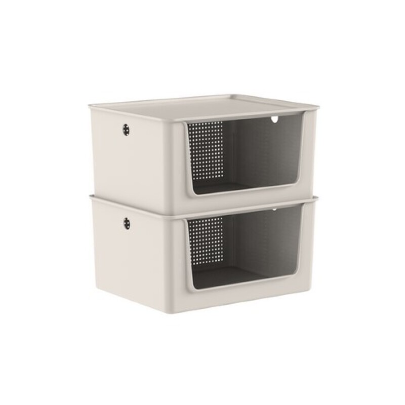 Caja organizadora con tapa y abertura frontal Beige