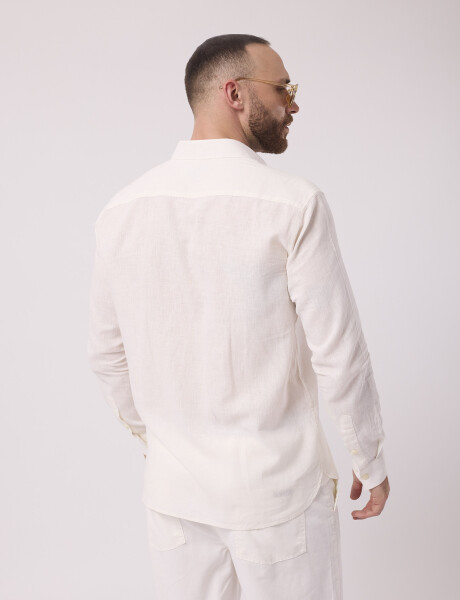 Camisa m/l lino lisa blanco