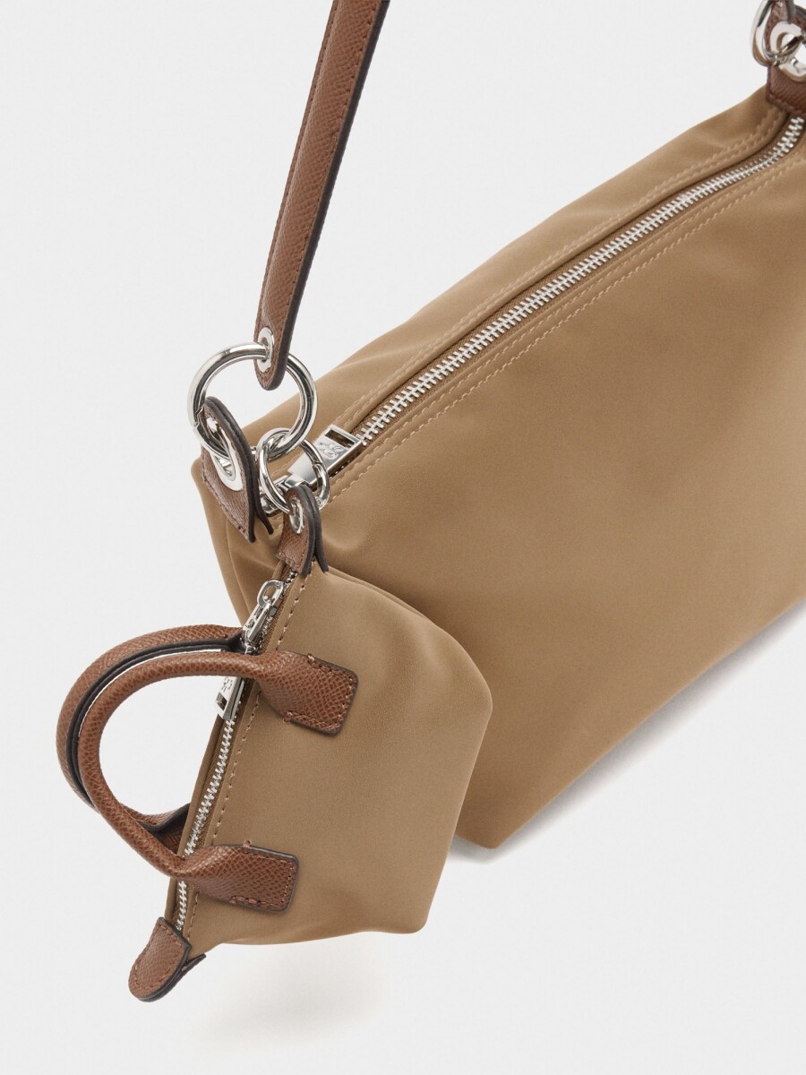 Bolso De Hombro Textura Suave Con Pendiente camel