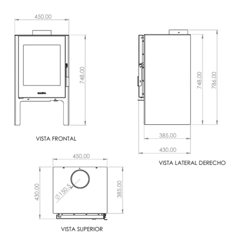 Calefactor Zeta 7.5 kw con Kit de techo Magna Calefactor Zeta 7.5 kw con Kit de techo Magna