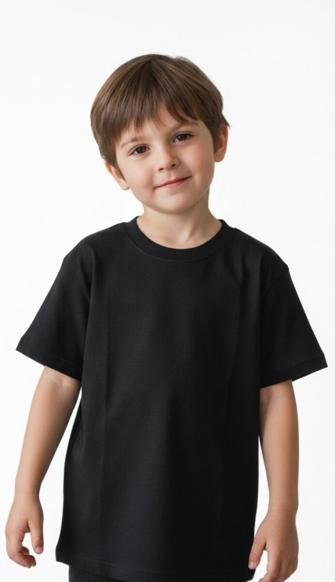 Remera Básica Infantil en Algodón - Negro 
