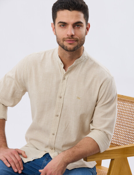 CAMISA LISA DE LINO CUELLO MAO Arena