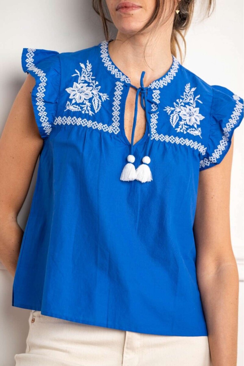 Blusa Bordado - Azul Francia 