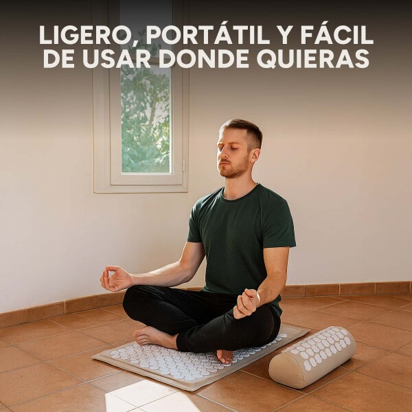Colchoneta Mat + Almohada Acupuntura Masajeador Relajación Color Blanco