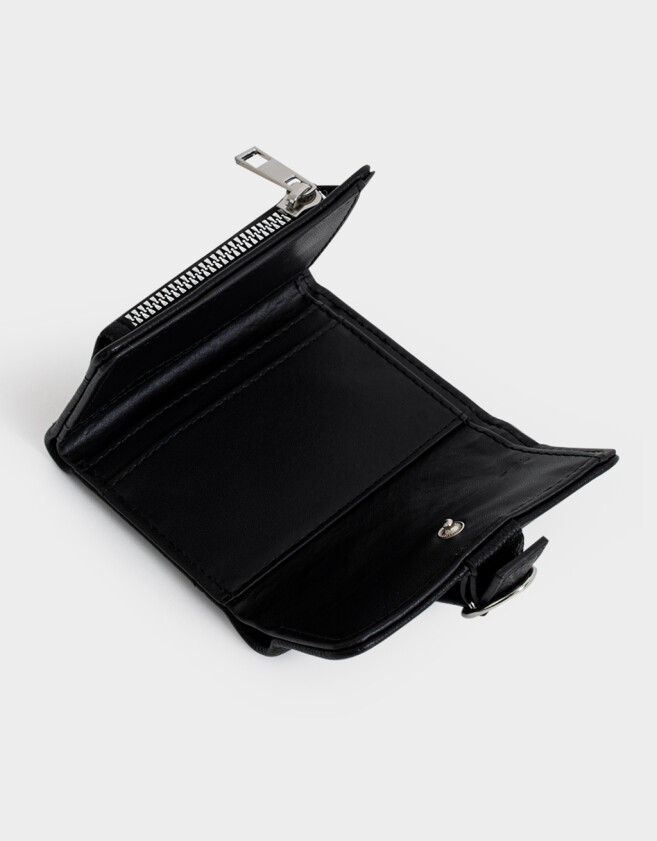 Billetera Billetera Cuerina Hebilla Corazón - Negro