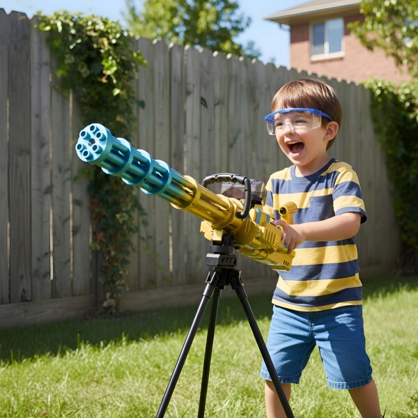 Ametralladora Automática Hidrogel + Trípode Recargable Color Amarillo