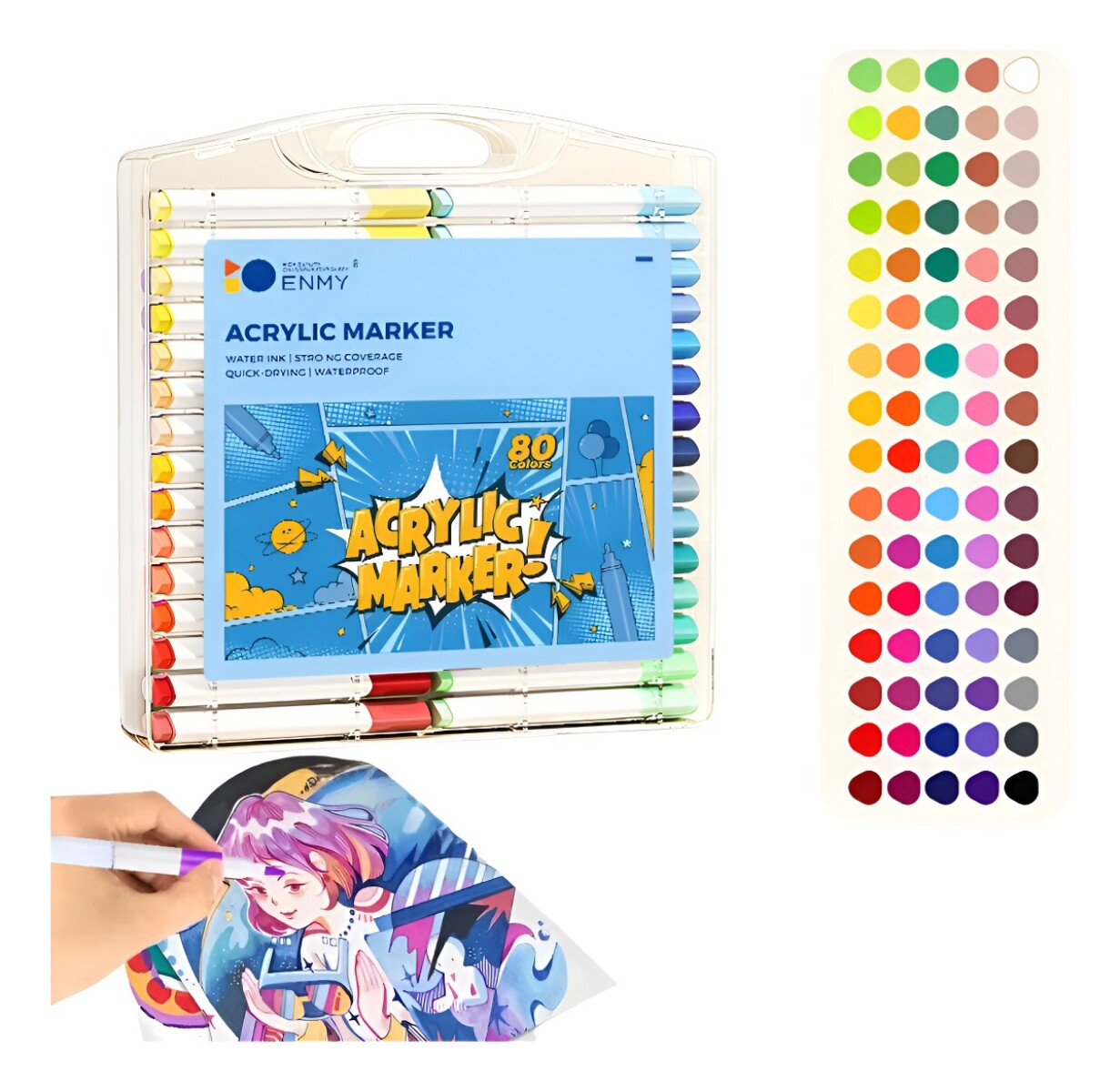 SET MARCADORES PERMANENTES ACRILICO 80 PIEZAS VALIJA 