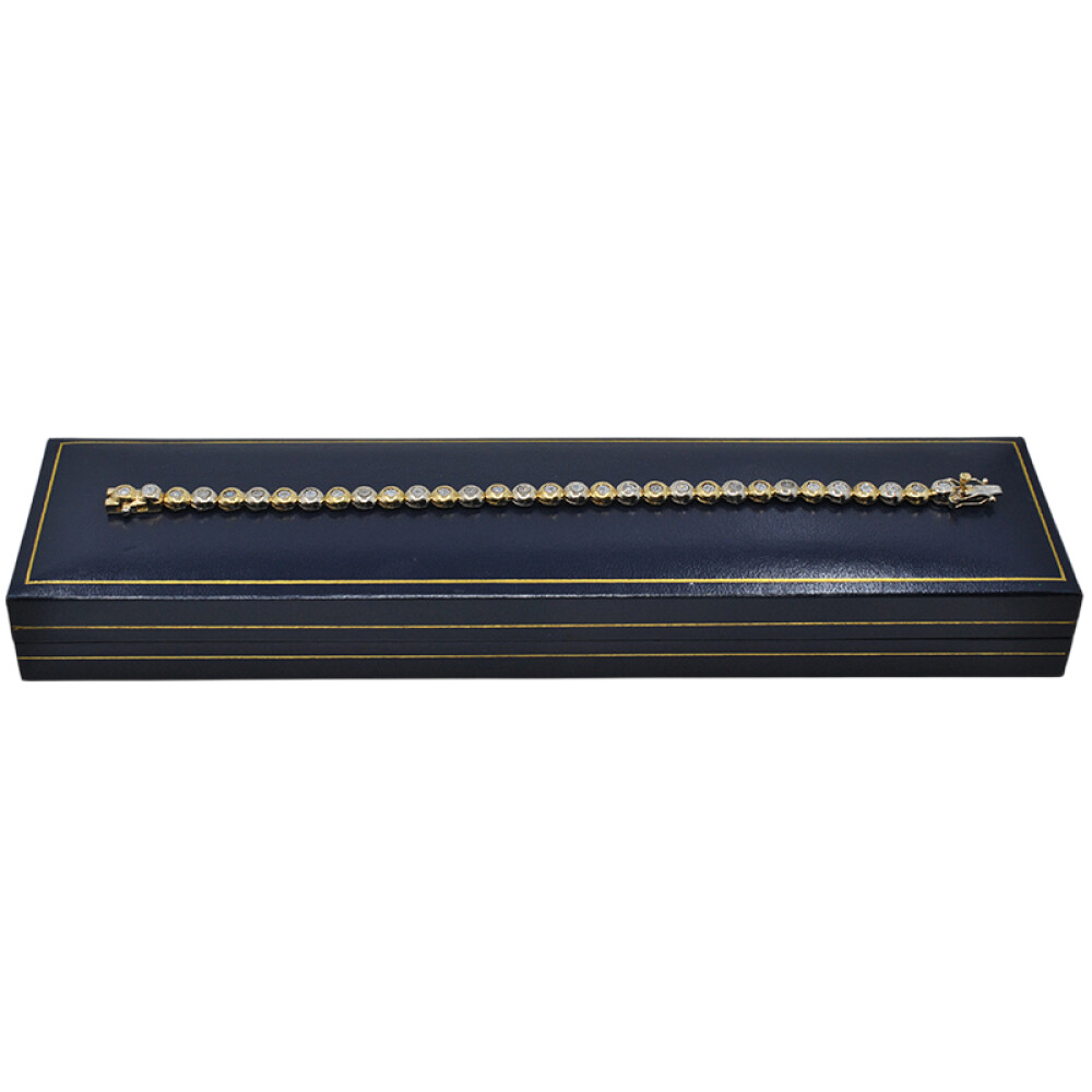 Pulsera en oro 18k de 2 colores y brillantes Pulsera en oro 18k de 2 colores y brillantes