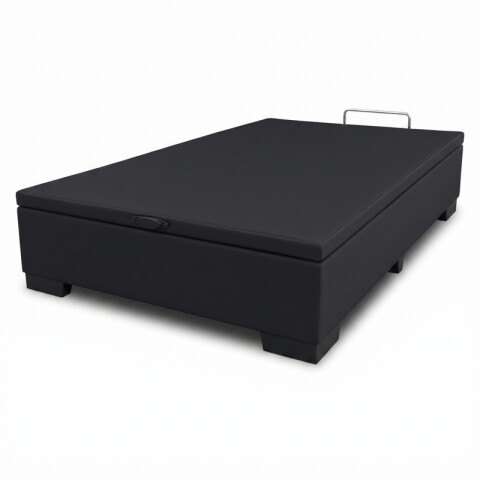 Base Box Baul para Sommier Colchon - Estructura Madera Maciza - Negro 110 x 188 x 35 cm