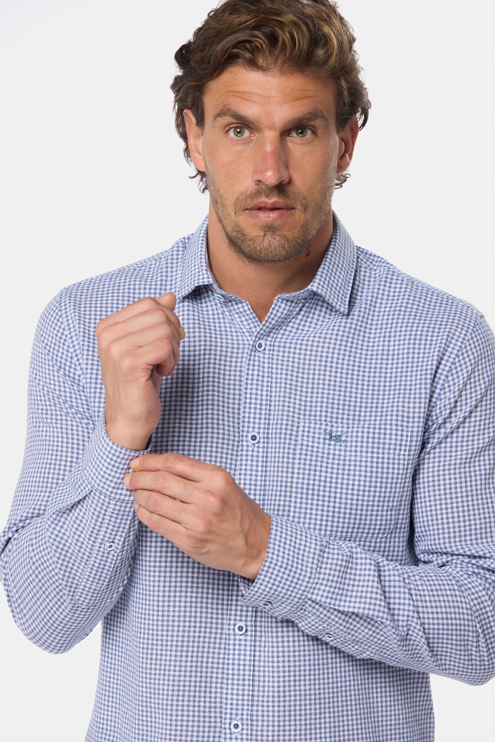CAMISA CUADROS DE LINO Denim