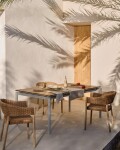 Mesa extensible de exterior Canyelles de polimadera y aluminio blanco mate 180(240) x 100 cm