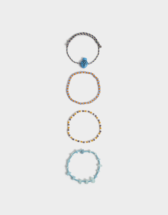 Pulseras Elásticas Sets Cerámica Pulseras Elásticas Set Con Mostacillas - Dorado