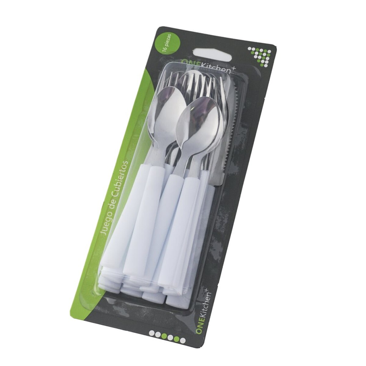 Juego De Cubiertos 16Pzas Mango Plástico Blanco 
