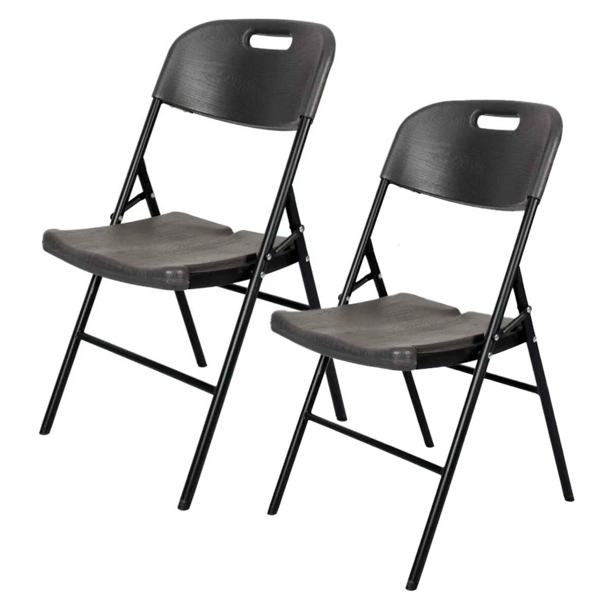 Sillas Plegables Metal Set X2 Jardín Hogar Camping - Negro 