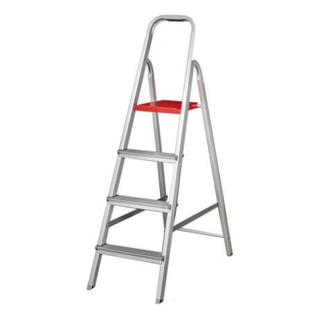 Escalera De Aluminio Tijera 4 Escalones Plegable Gris