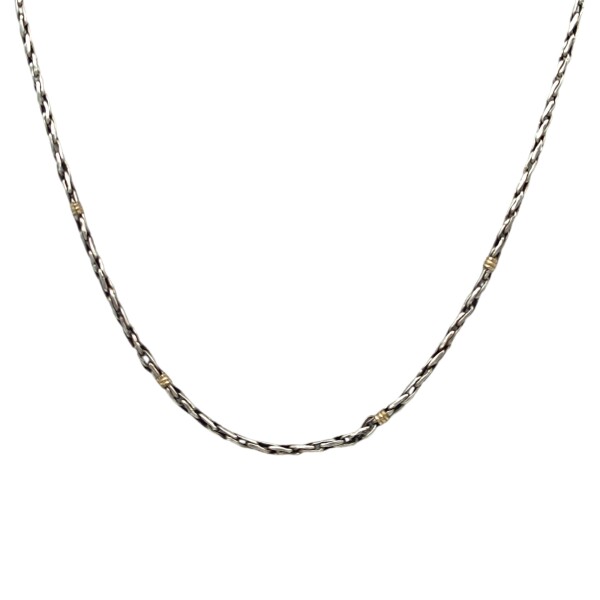 Cadena Eslabón Singapur - Plata y Oro - Sin piedra - CD5054 Sinpiedra