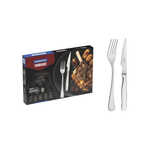 JUEGO DE ASADO 12 PIEZAS. ACERO INOX. ZURIQUE JUEGO DE ASADO 12 PIEZAS. ACERO INOX. ZURIQUE