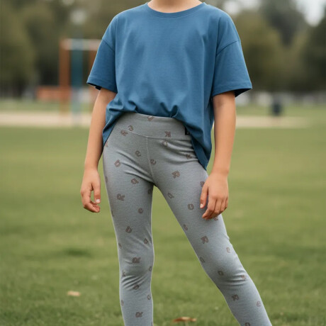 Calza Larga Reebok G Es Aop Leggin p/ Niñas Deportiva Casual Gris