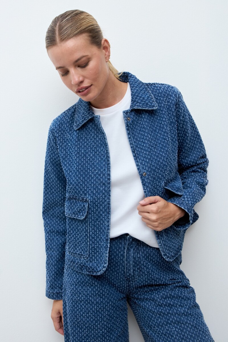 Chaqueta de jean texturada jean medio