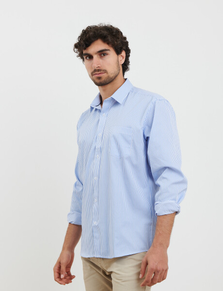 012578 CAMISA HARRINGTON LABEL Celeste/blanco