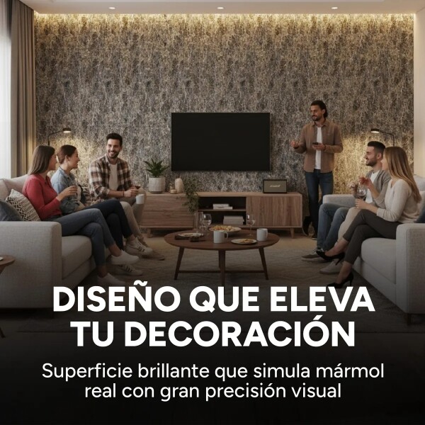 Placa PVC Símil Mármol 3mm Con Detalle Área Útil 2,20×1,22m Mármol Gris