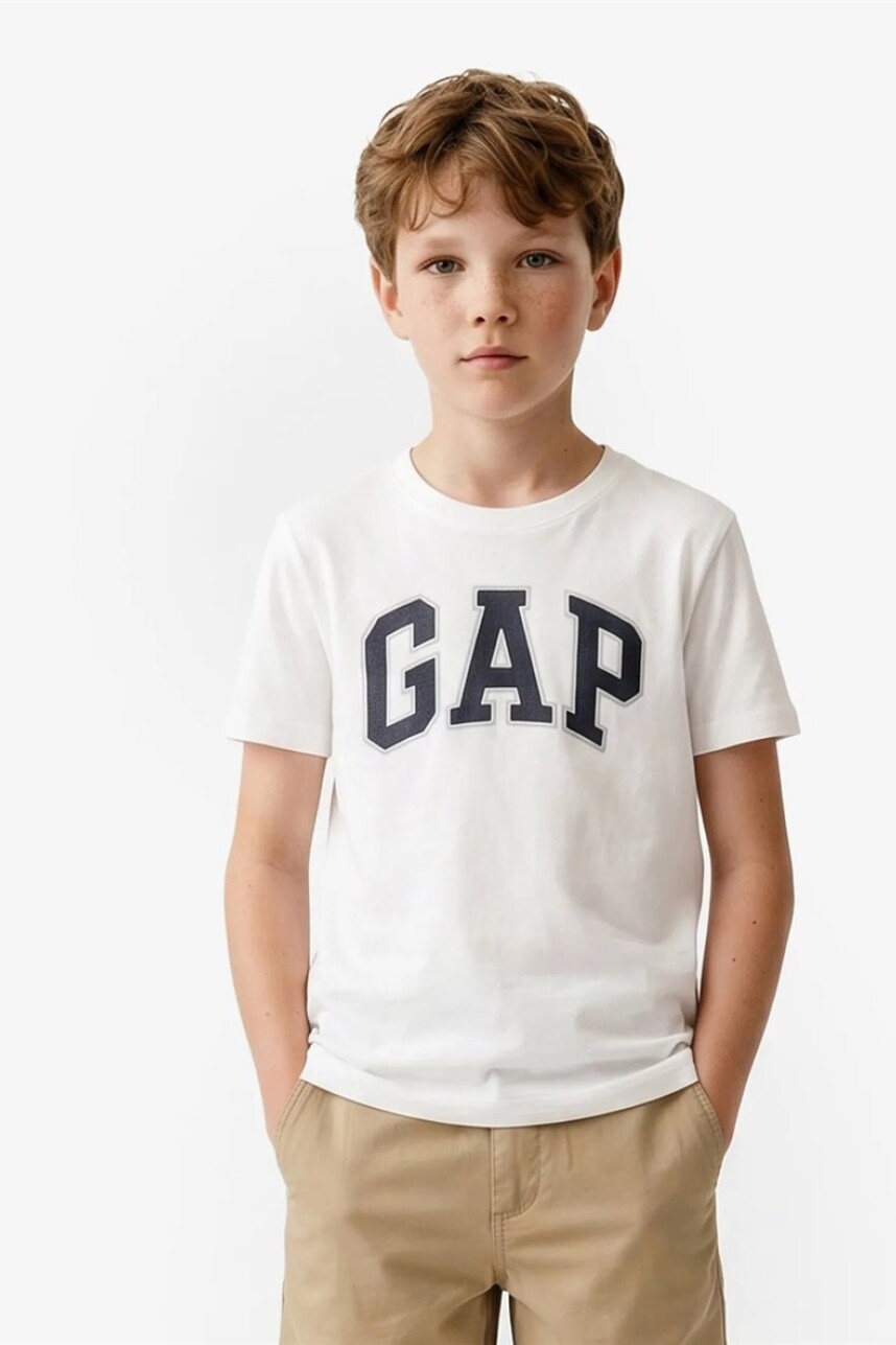 Remera Logo Gap Manga Corta Toddler Niño New Off White