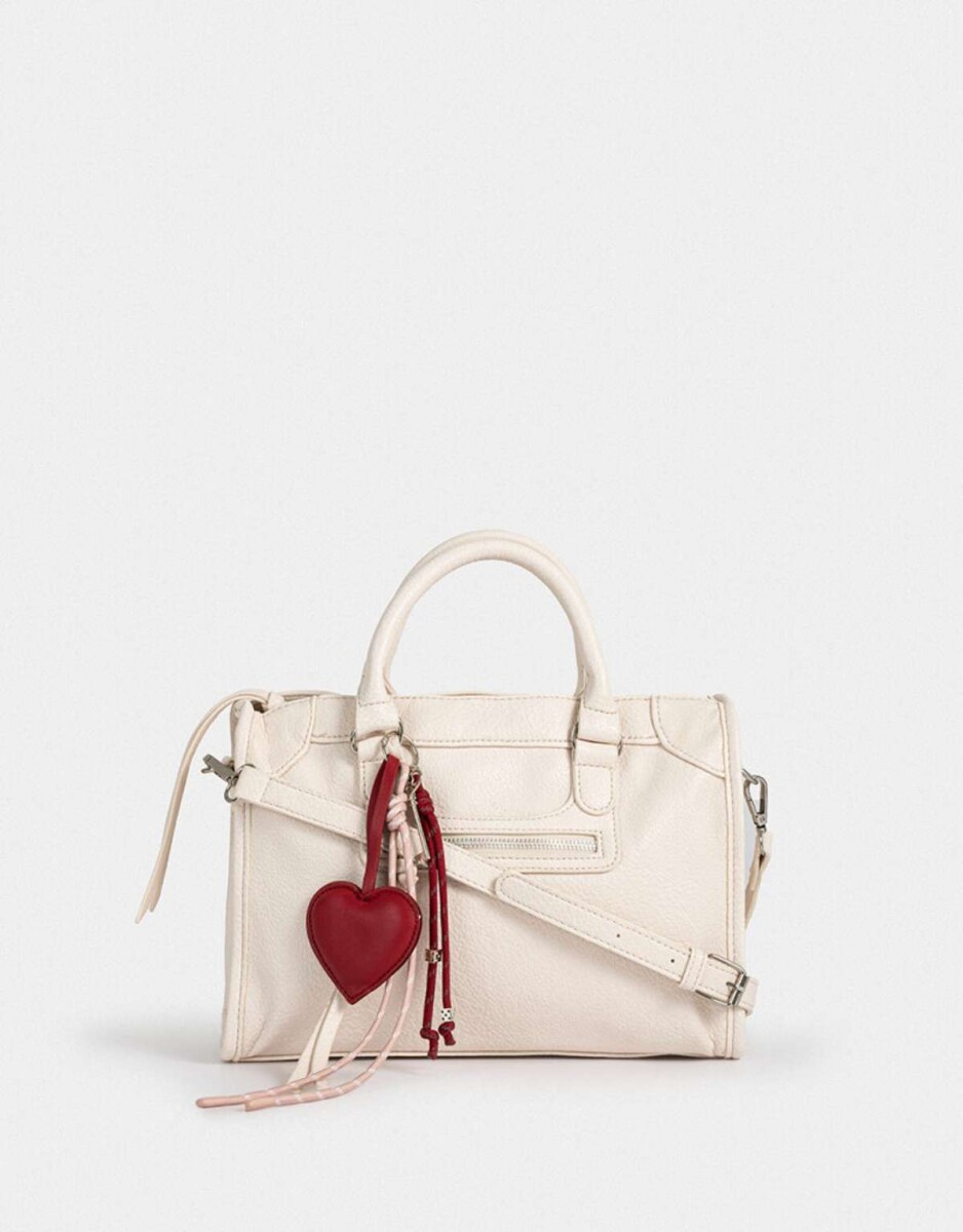 Cartera City Con Charm - Blanco Crudo 