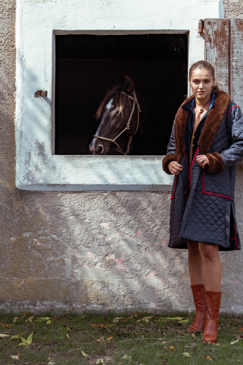 Macchiato Coat Long Azul / Chocolate
