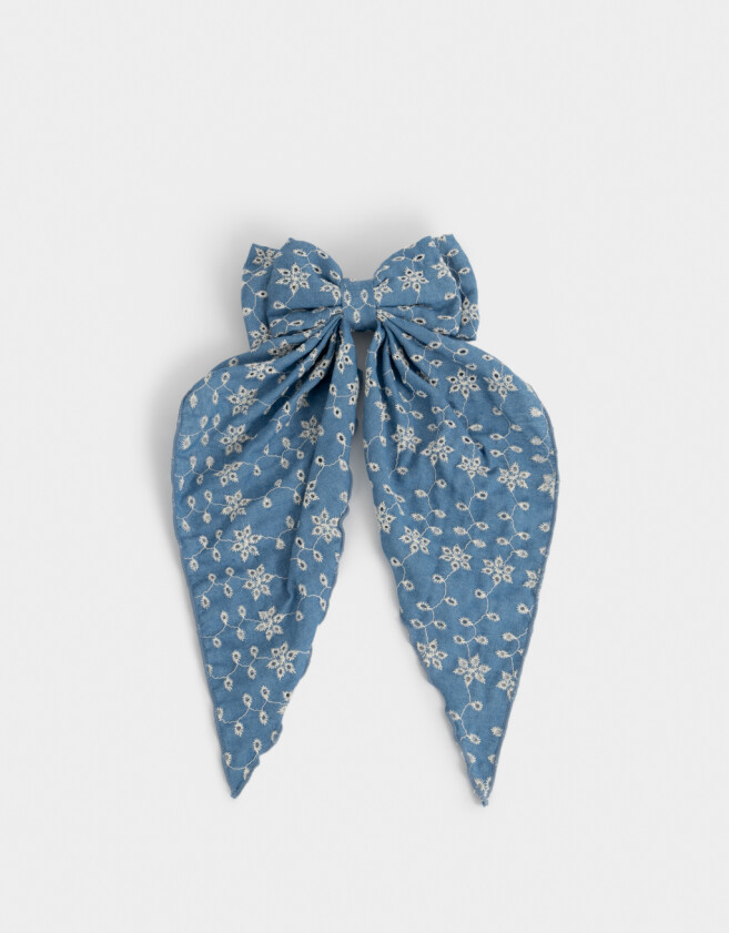 Hebillas Francesas Con moño Hebilla Francesa Moño Bordado - Azul Celeste