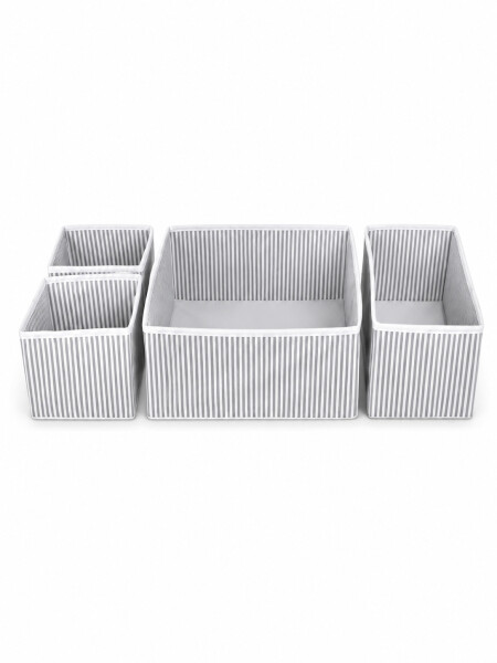 CAJA ORGANIZADORA RAYAS SET 4PCS GRIS