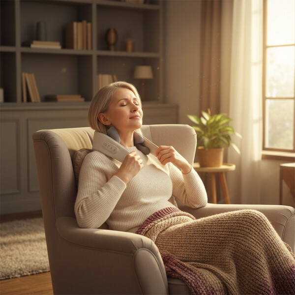 Masajeador Cervical Cuello Espalda Hombros 3 Modos 2 Niveles Color Blanco