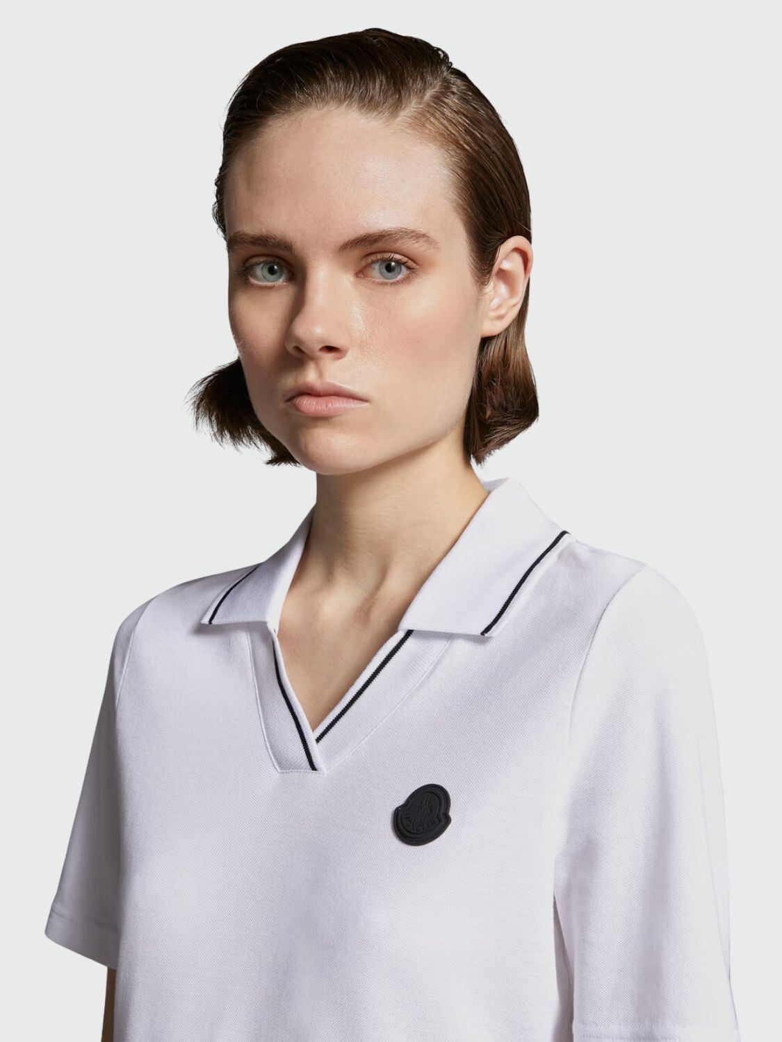 Moncler -Remera polo de algodón manga corta Negro