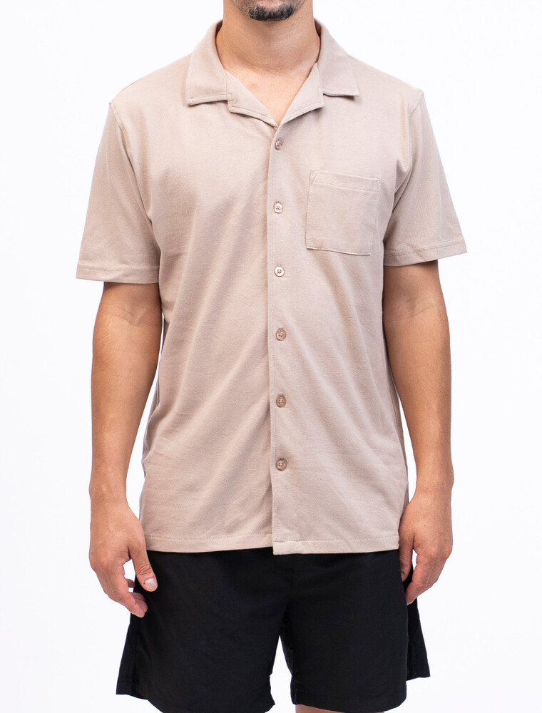 Camisa Algodón Pique Santorini Beige