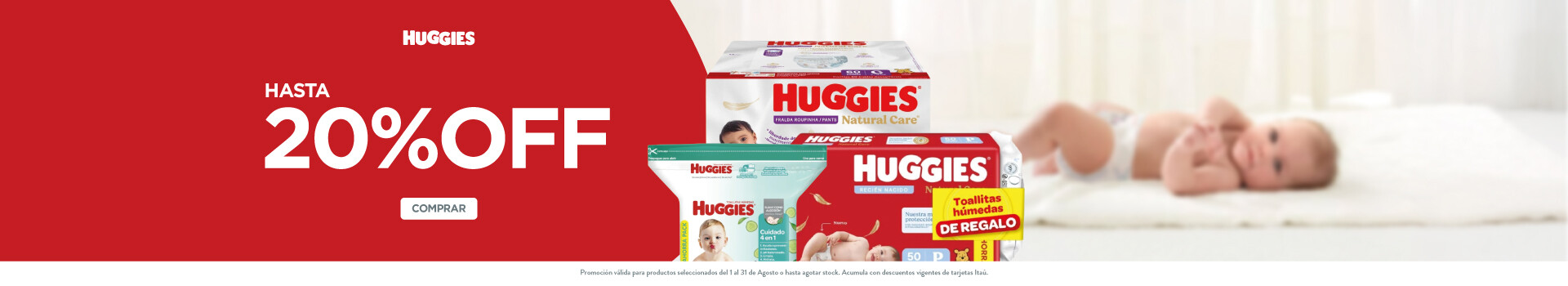 Huggies hasta 20% off.