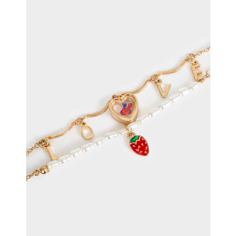Pulseras Flexibles Sets Con Corazón Dorado