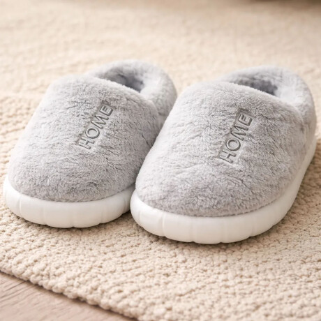 Pantufla De Felpa Peluche sintético Antideslizante Unisex Gris Claro
