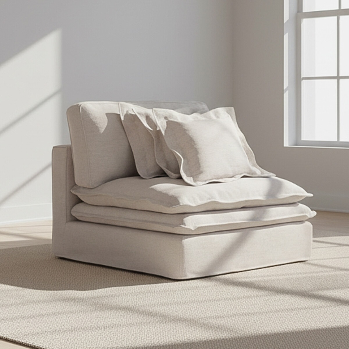 SOFÁ MODULAR - TELA-PREMIUM NATURAL-BEIGE LAZY NATURAL 