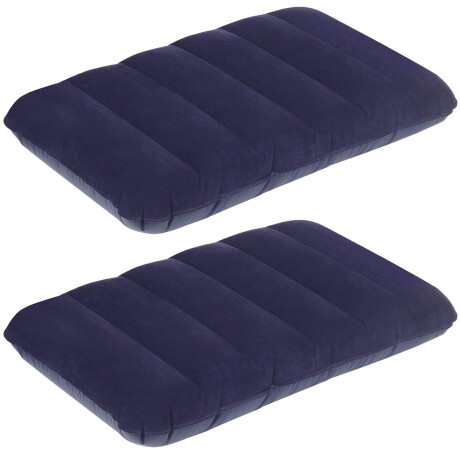 Set 2 Almohadas Inflables Forradas P/ Colchón Camping Azul 2