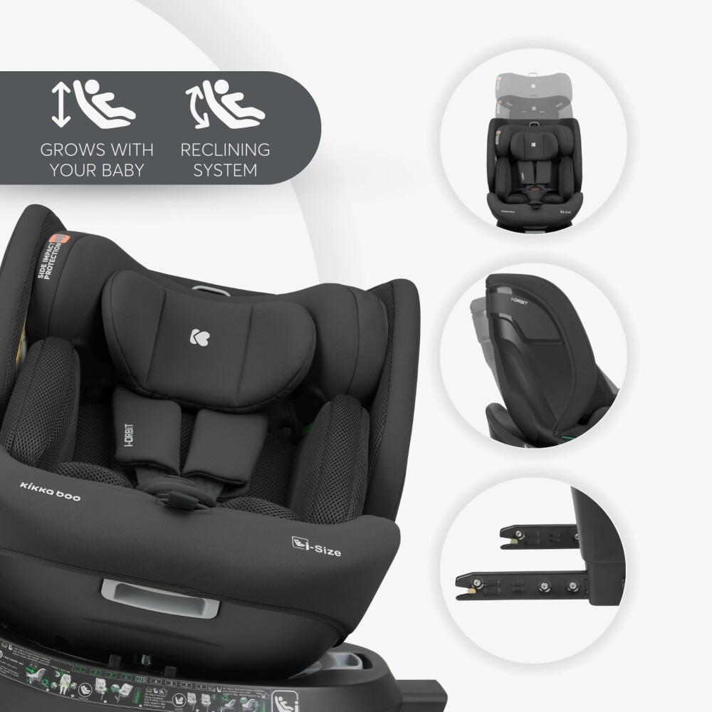 Butaca i-ORBIT KIKKABOO ISOFIX 360 0-36kg C LEG SUPPORT black